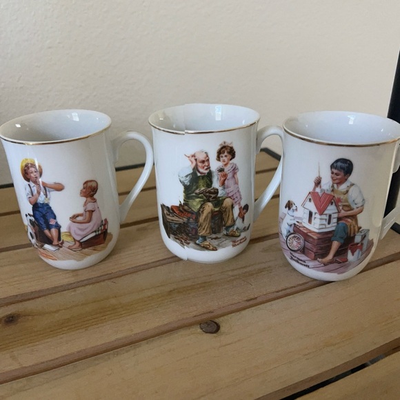 Norman Rockwell Plate and cups - Picture 2 of 7